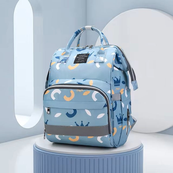 Mother Diaper Backpack Printed Bag (Blue)