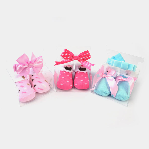 BABY GIRL SOCKS & HEADBAND PACK OF 3 GIFT SET