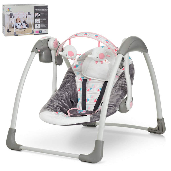 MASTELA DELUXE PORTABLE SWING GREY & PINK