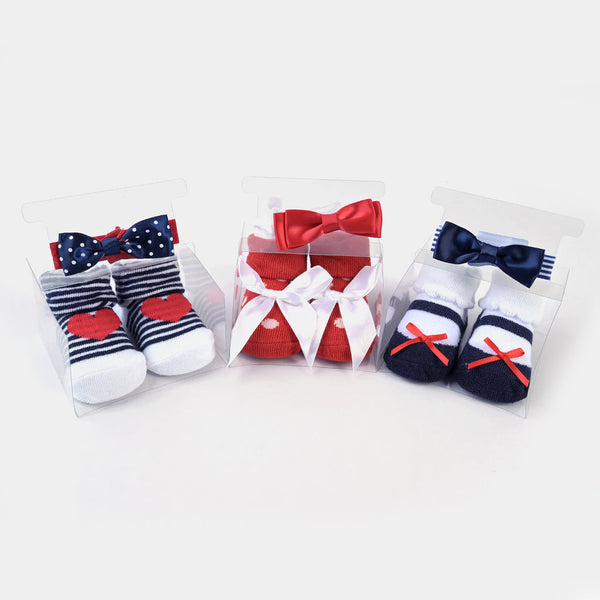 BABY GIRL SOCKS & HEADBAND PACK OF 3 GIFT SET