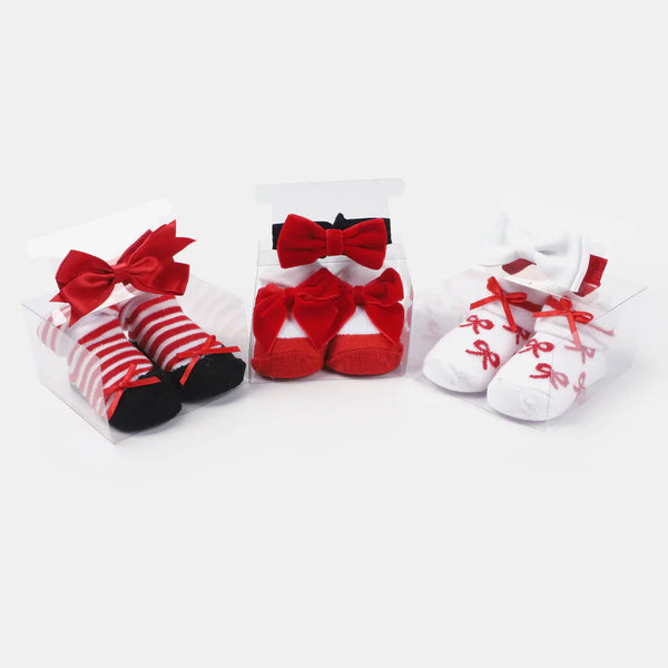 BABY GIRL SOCKS & HEADBAND PACK OF 3 GIFT SET