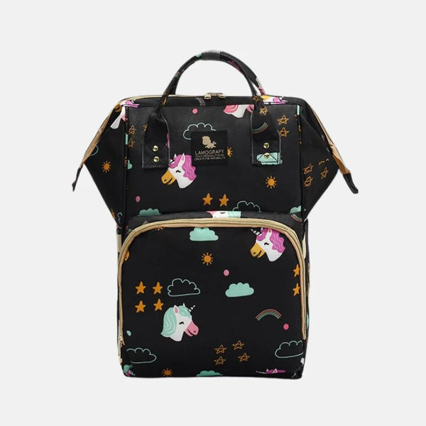 Mother Diaper Backpack Black Unicorn