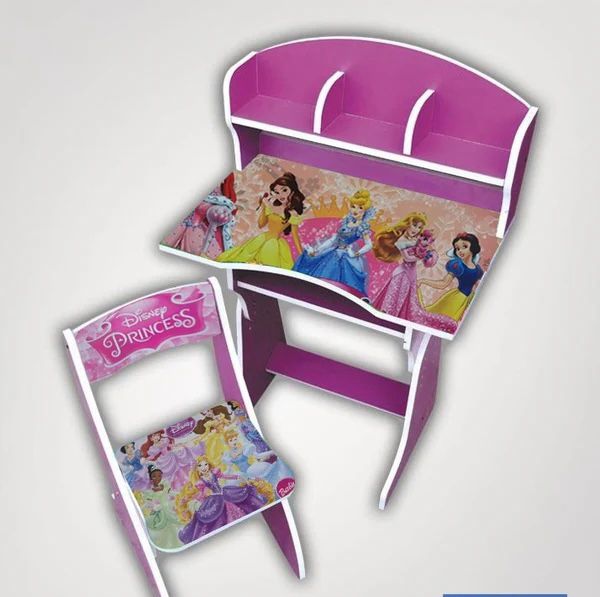 Multipurpose Adjustable Character Printed Study Activity Table With 1 Chair - Princess