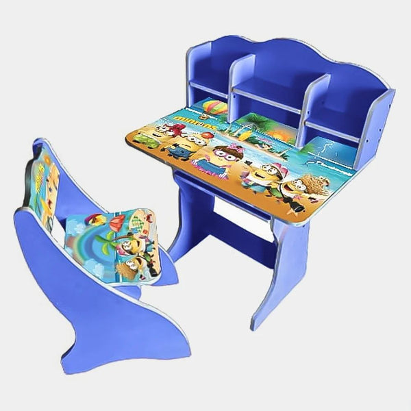 Multipurpose Adjustable Character Printed Study Activity Table With 1 Chair - Minnion