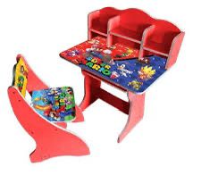 Multipurpose Adjustable Character Printed Study Activity Table With 1 Chair - Mario