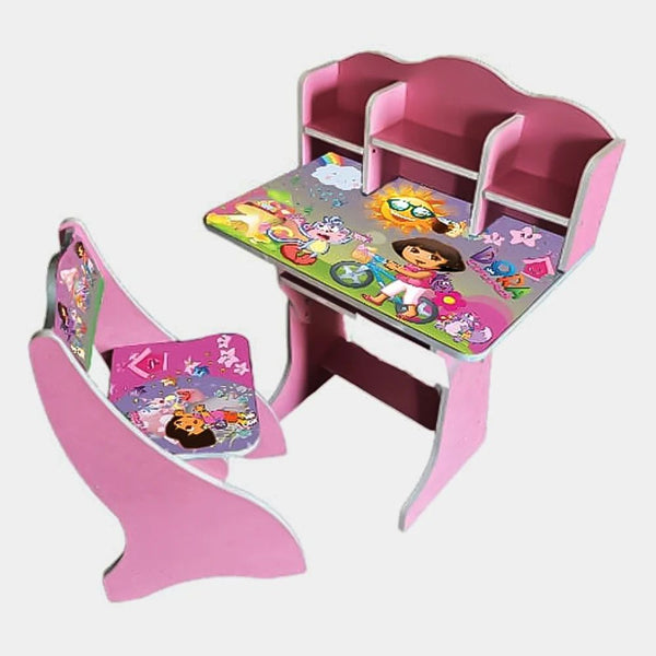 Multipurpose Adjustable Character Printed Study Activity Table With 1 Chair - Dora