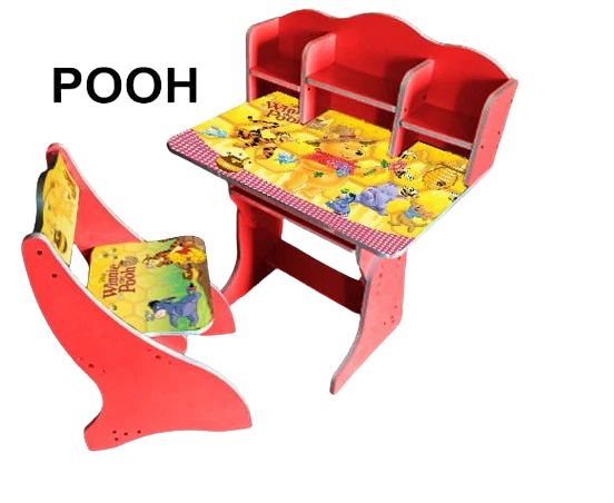 Multipurpose Adjustable Character Printed Study Activity Table With 1 Chair - Pooh