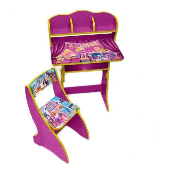 Multipurpose Adjustable Character Printed Study Activity Table With 1 Chair - Barbie