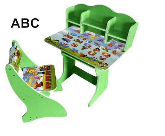 Multipurpose Adjustable Character Printed Study Activity Table With 1 Chair - ABC