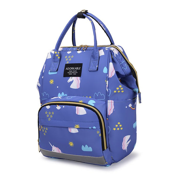 Mother Diaper Backpack Printed Blue