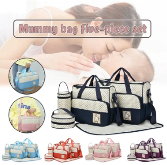 Baby diaper bag 5 pec set nappy bag set 0m+