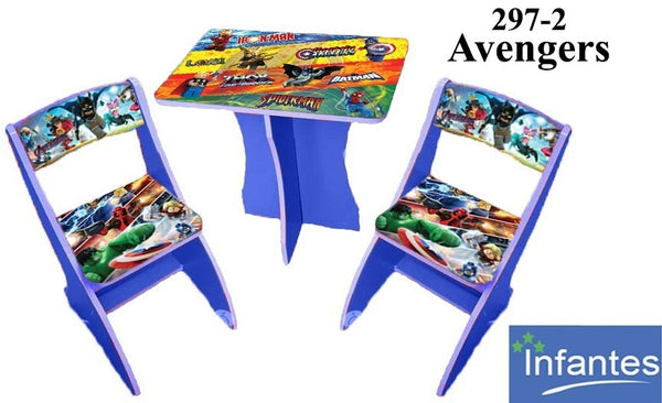 Multipurpose Adjustable Character Printed Study Activity Table With 2 Chair - Avengers