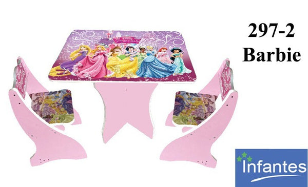 Multipurpose Adjustable Character Printed Study Activity Table With 2 Chair - Barbie