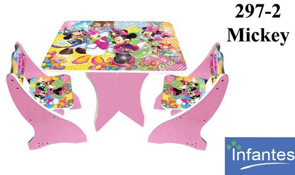 Multipurpose Adjustable Character Printed Study Activity Table With 2 Chair - Mickey