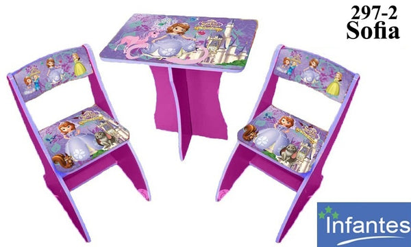 Multipurpose Adjustable Character Printed Study Activity Table With 2 Chair - Sofia